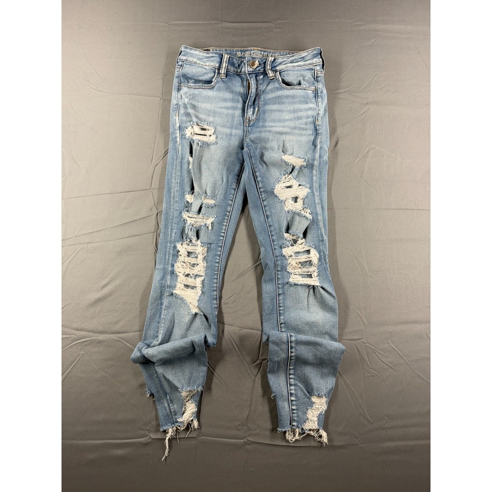 American Eagle Super Stretch X Jeans Womens 6 Regular Distressed Ripped Skinny A